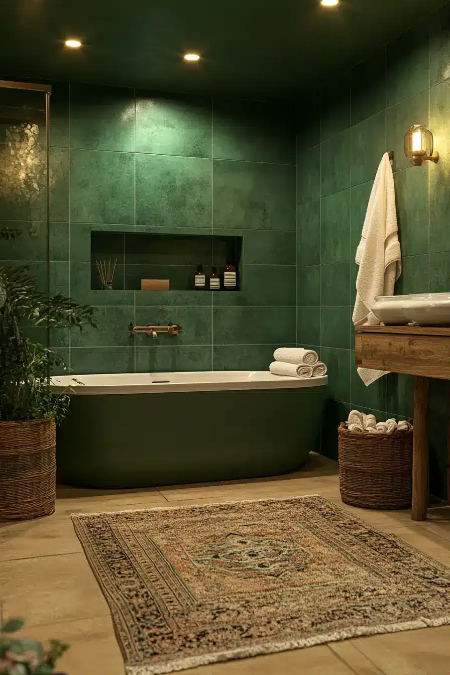 emerald green bathroom