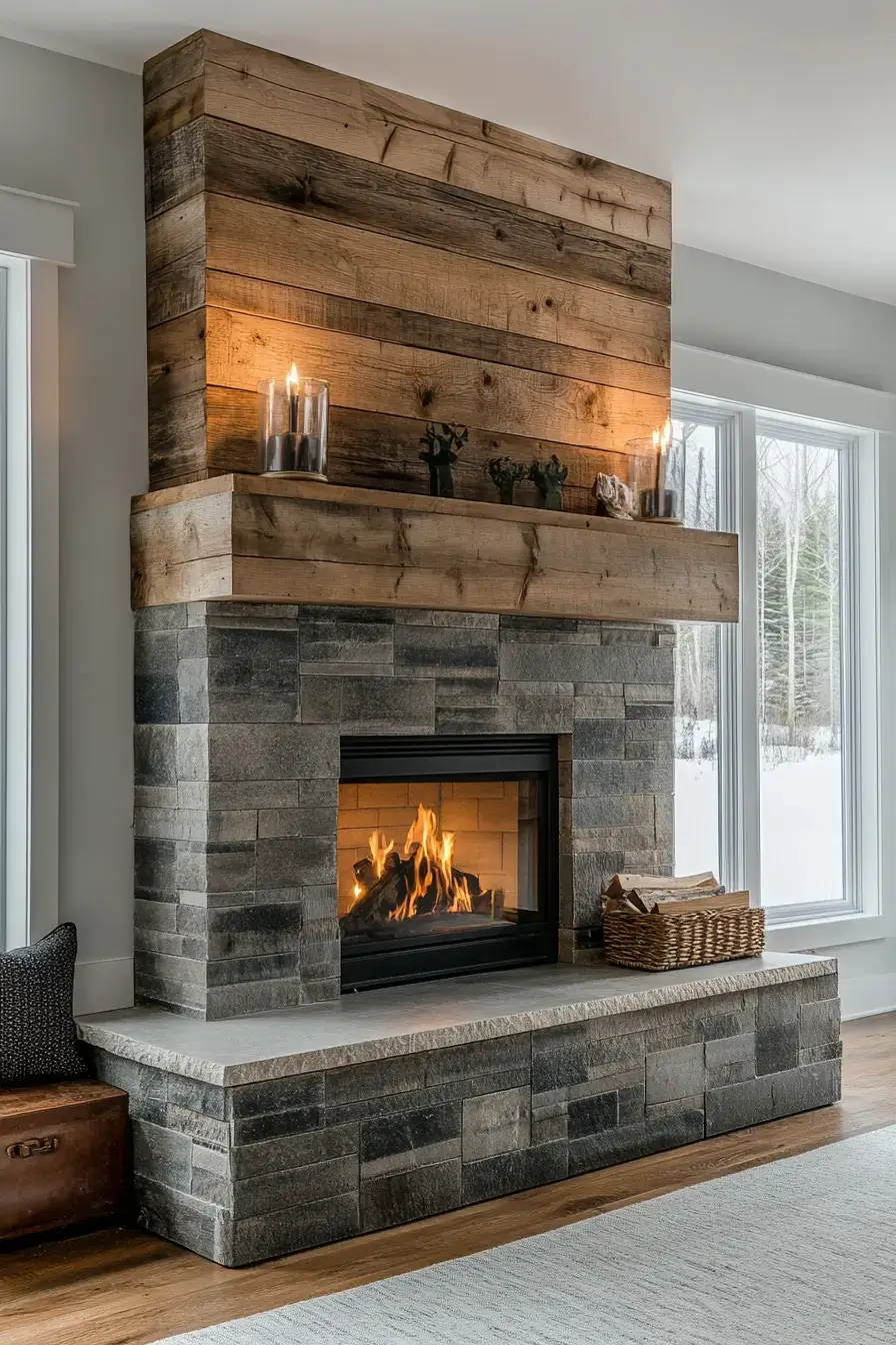 rustic farmhouse fireplace