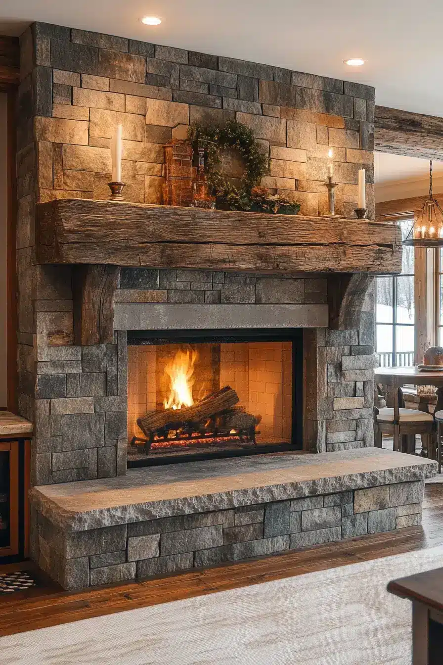 rustic farmhouse fireplace