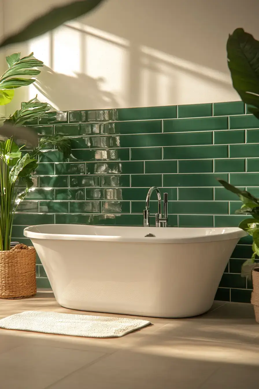 emerald green bathroom
