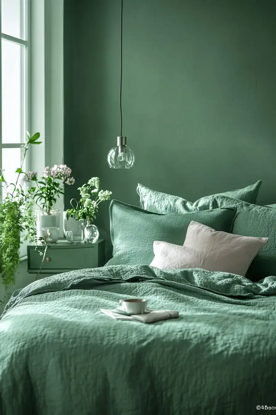 emerald green bedroom