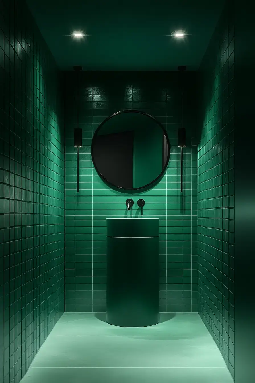 emerald green bathroom