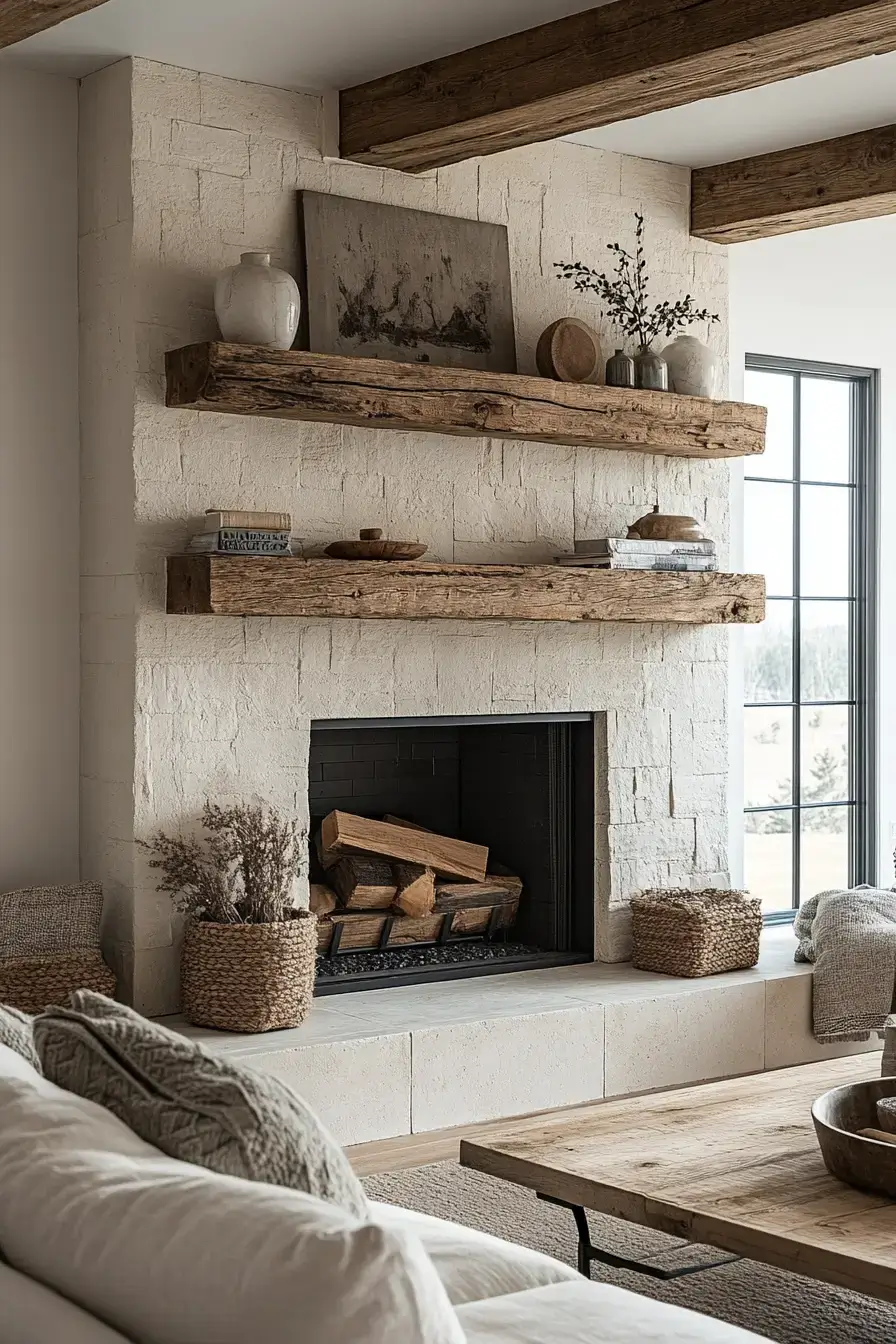 rustic farmhouse fireplace