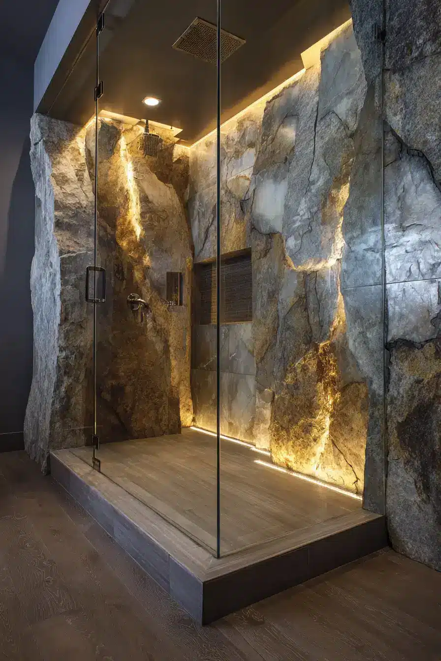 rustic walk in shower ideas