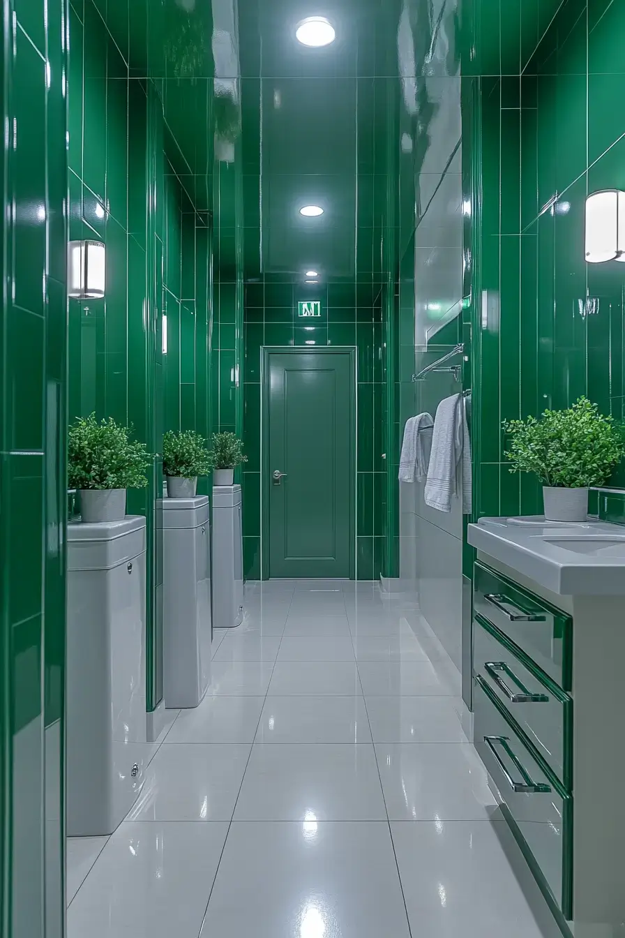 emerald green bathroom