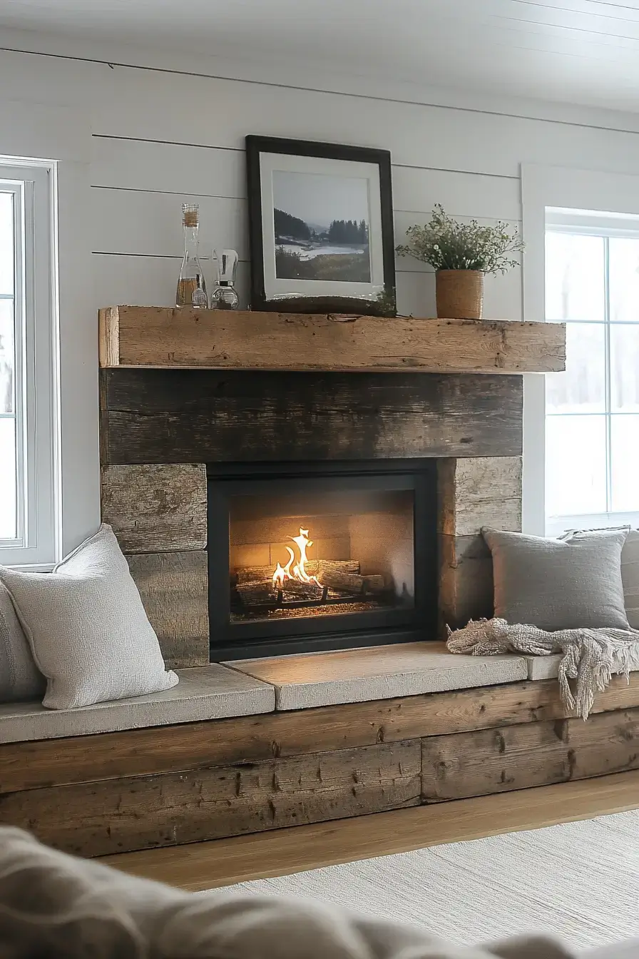 rustic farmhouse fireplace
