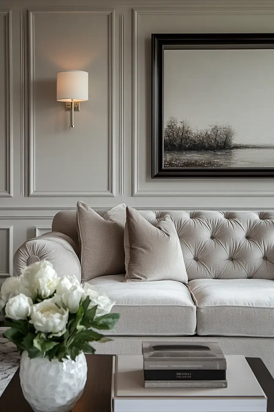 grey and beige living room