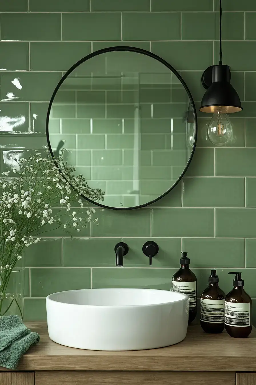 emerald green bathroom