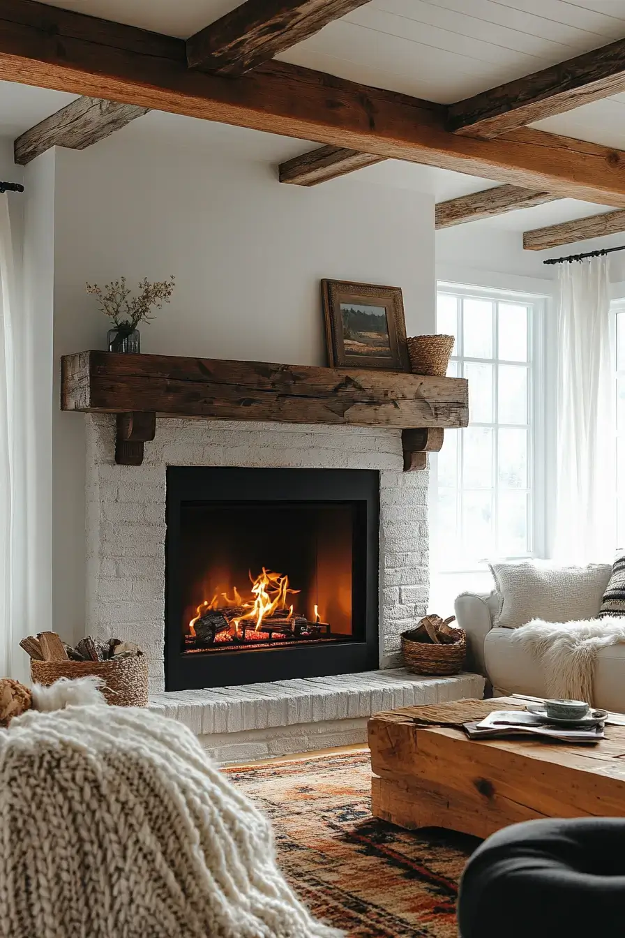 rustic farmhouse fireplace