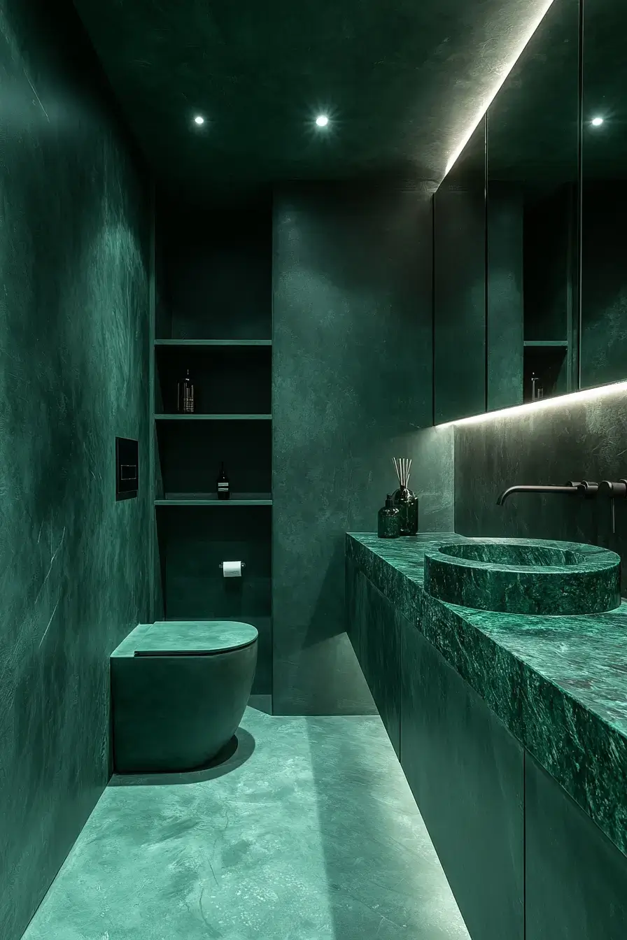 emerald green bathroom