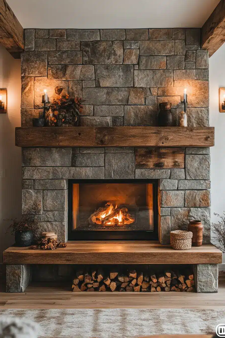 rustic farmhouse fireplace
