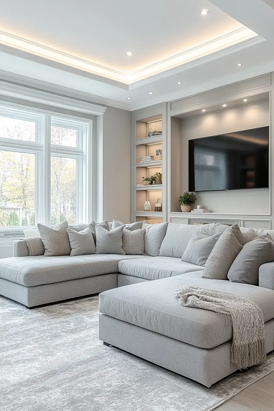 grey and beige living room