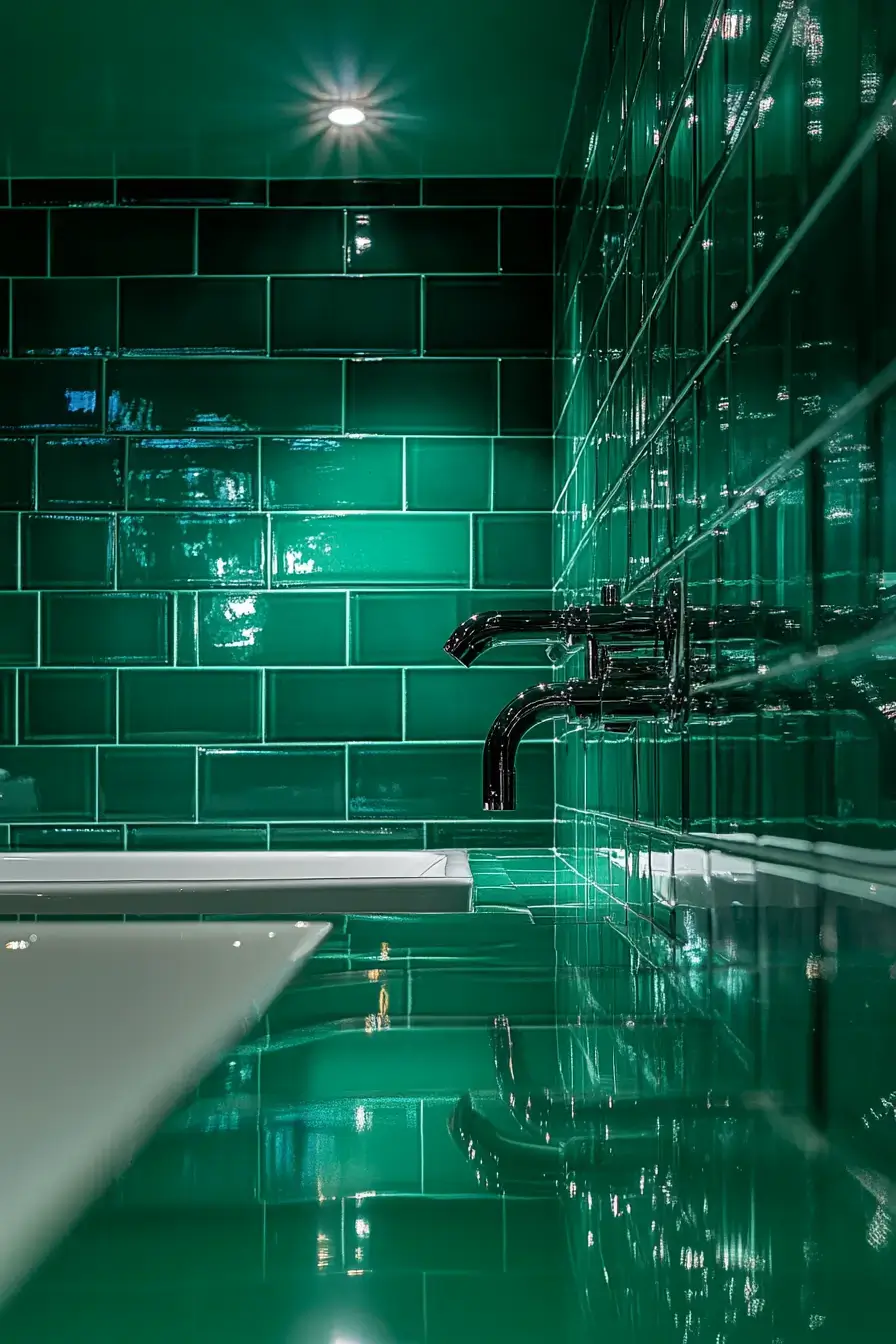 emerald green bathroom