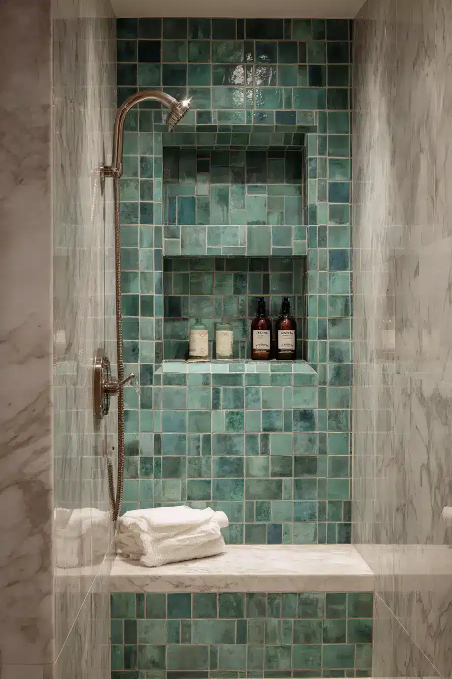 emerald green bathroom