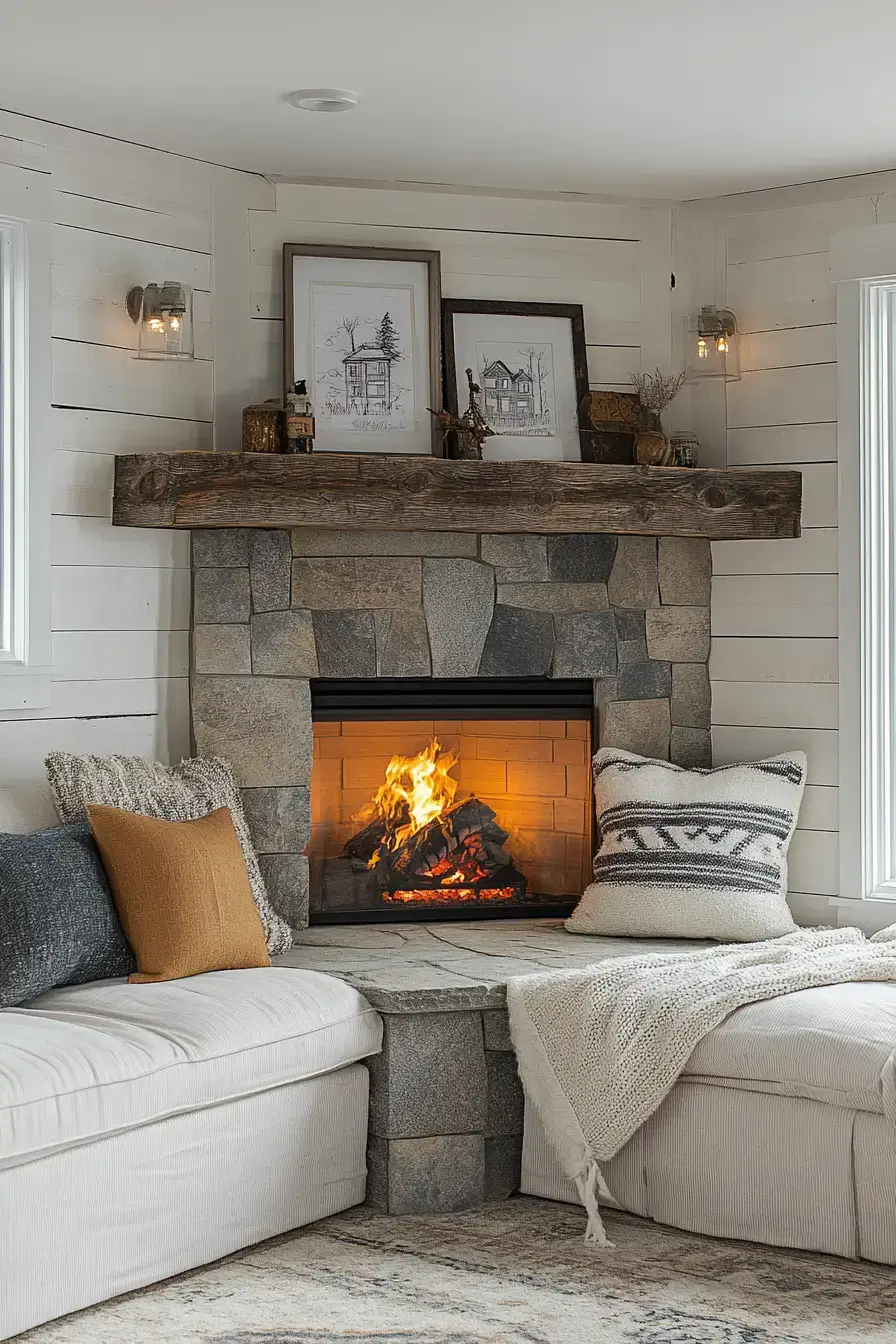 rustic farmhouse fireplace