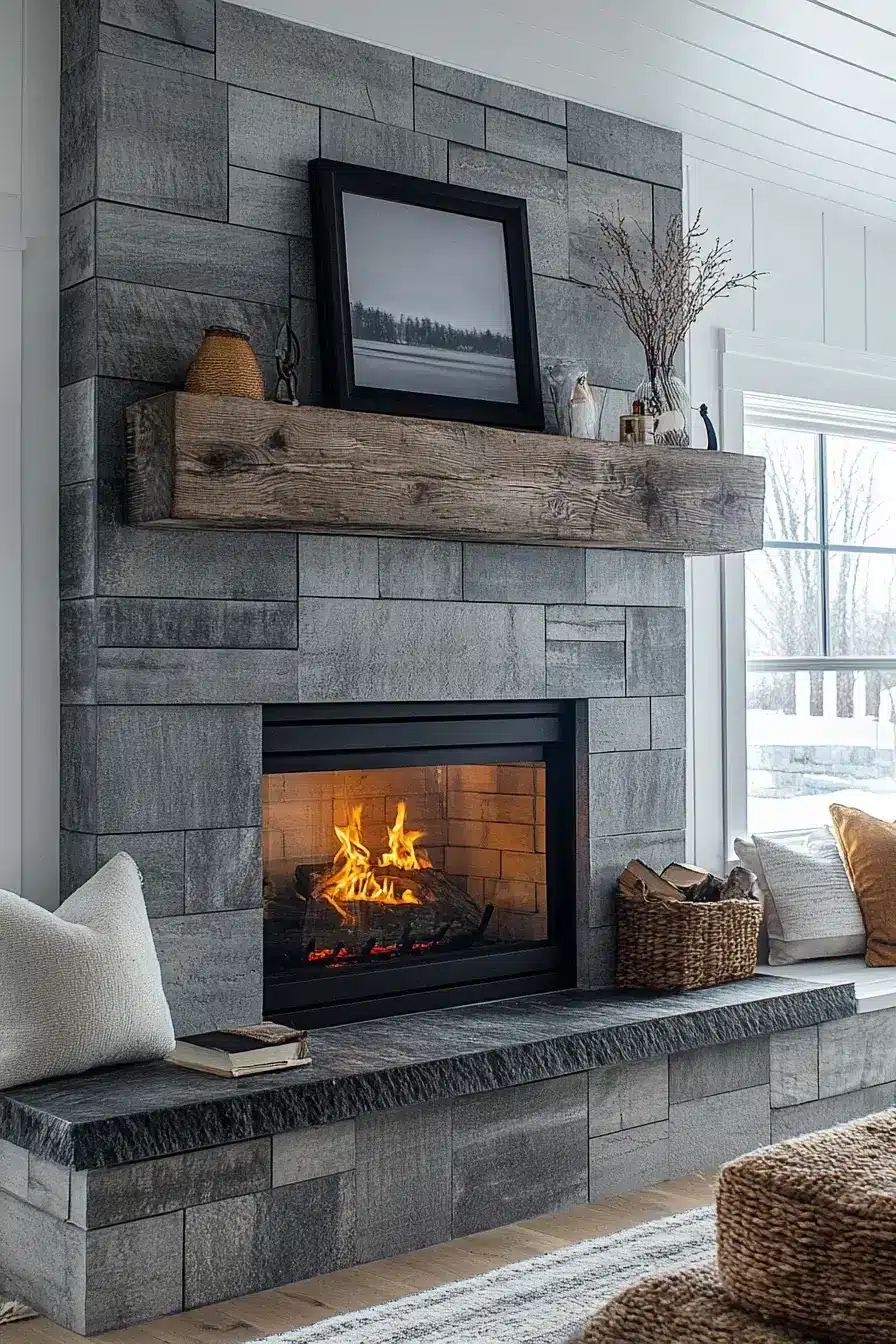 rustic farmhouse fireplace