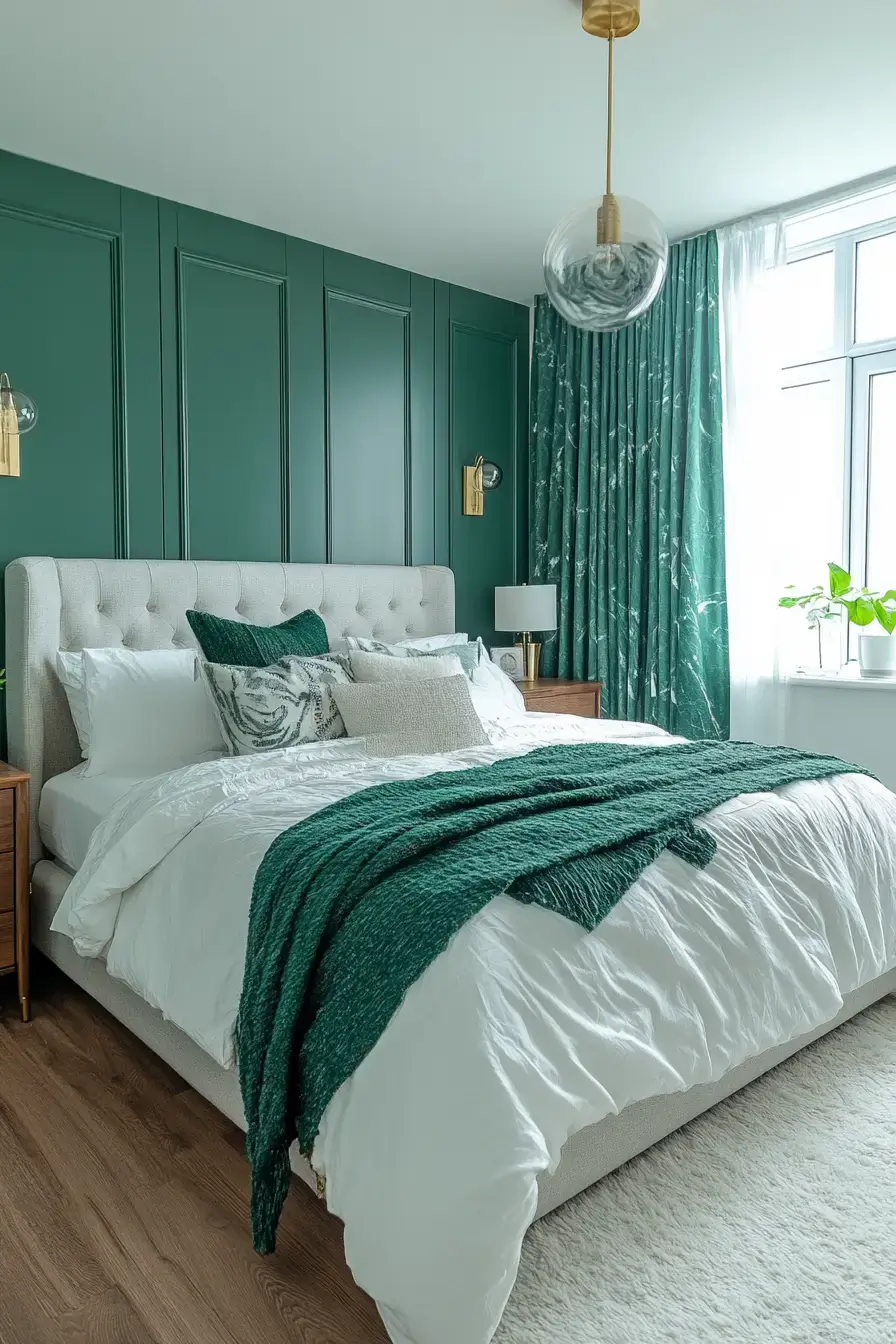emerald green bedroom