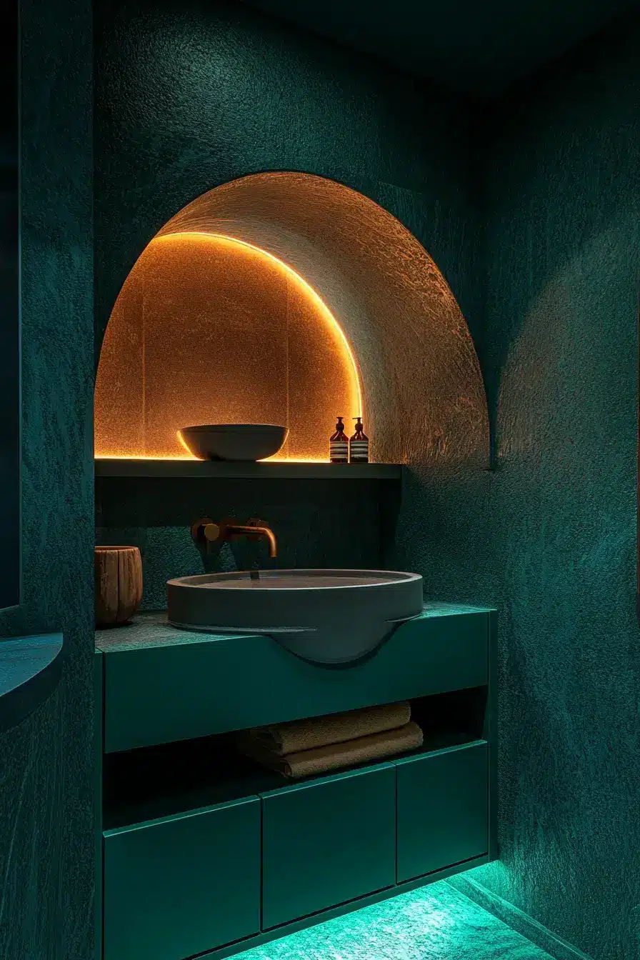emerald green bathroom