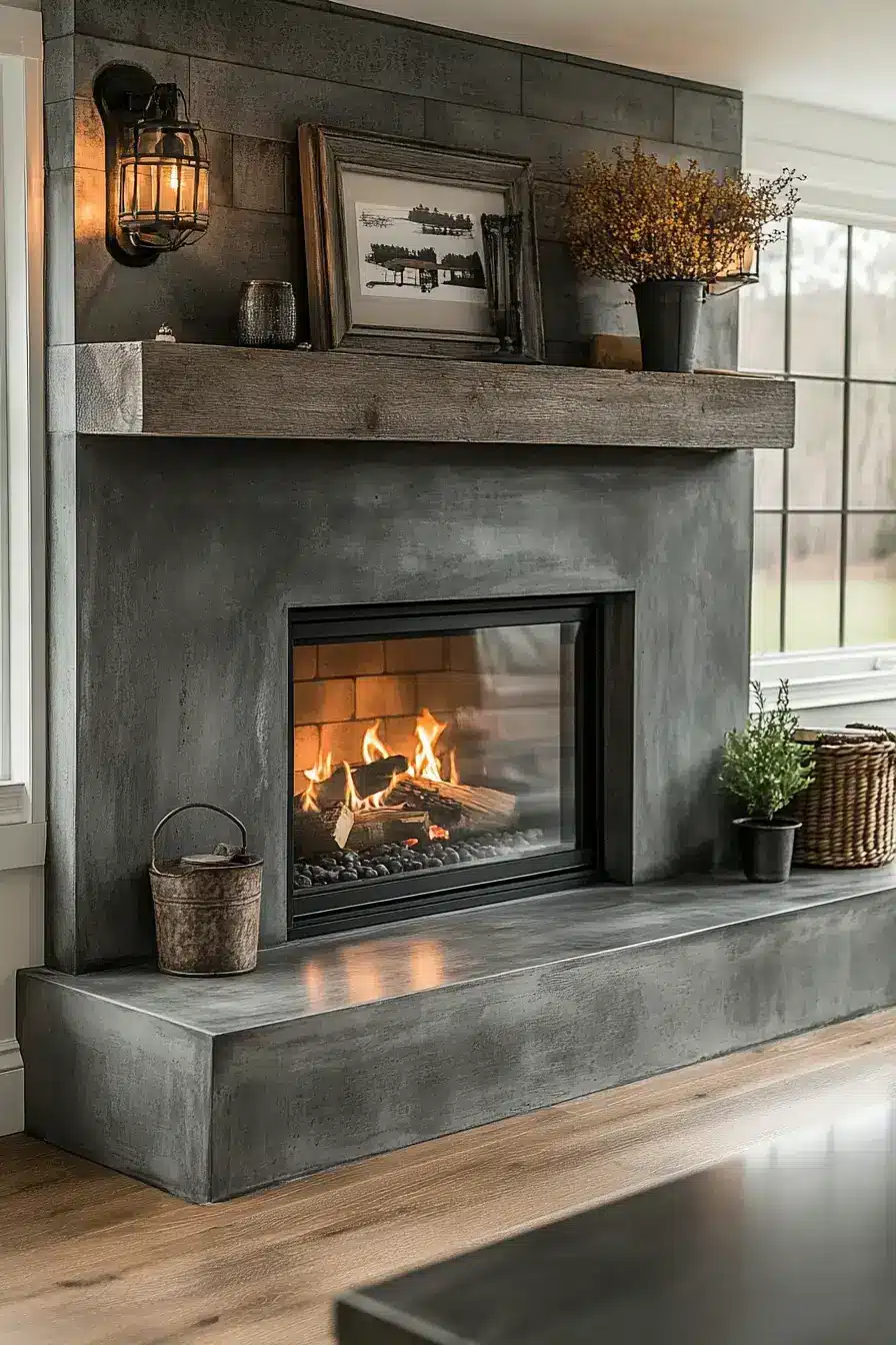rustic farmhouse fireplace