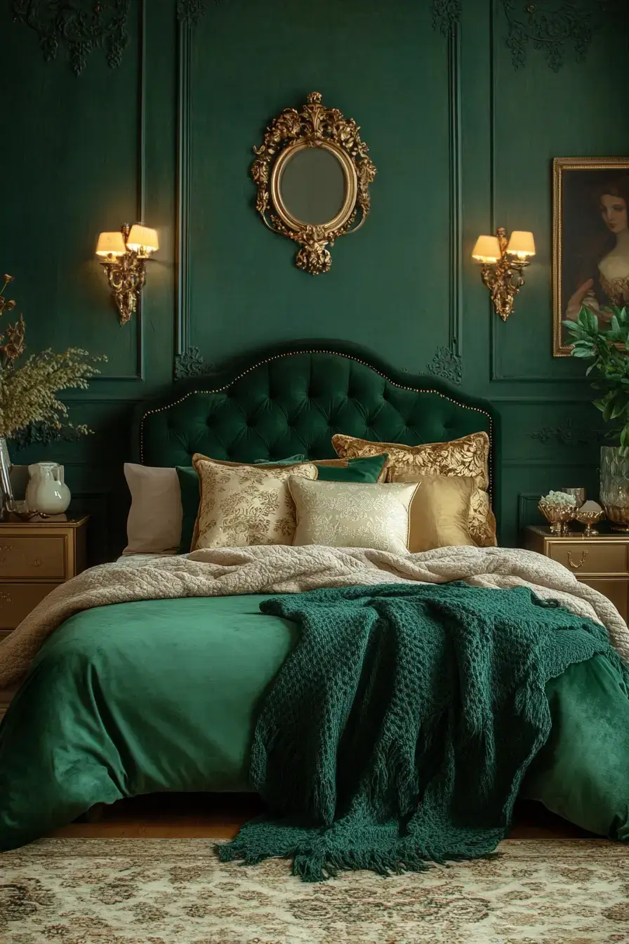 emerald green bedroom