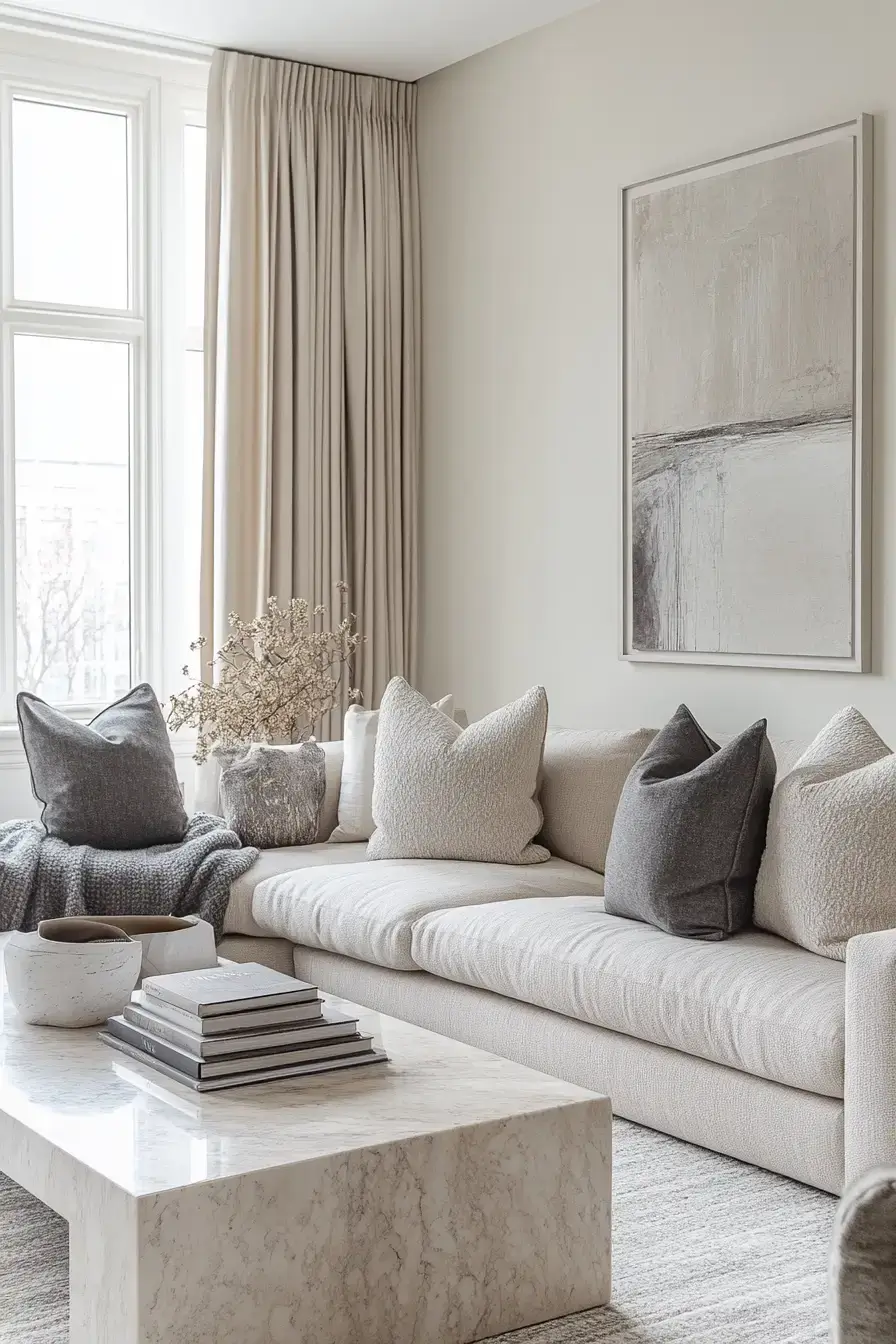 grey and beige living room