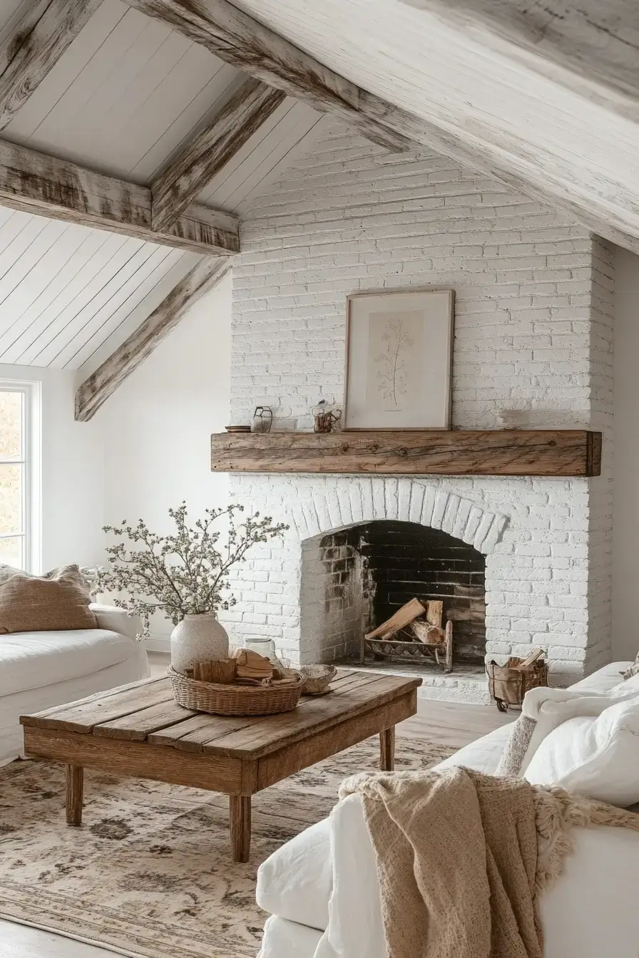 rustic farmhouse fireplace