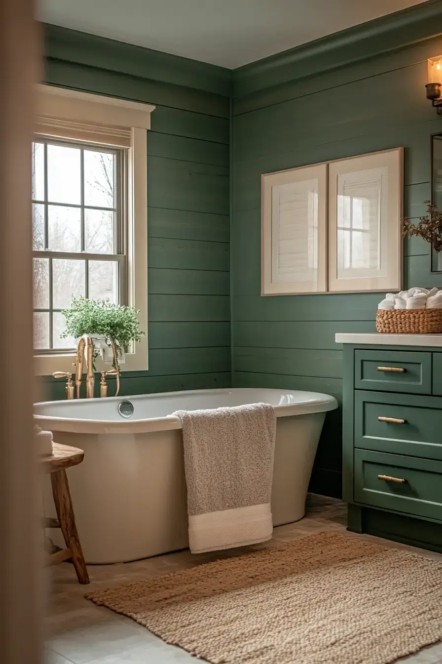 emerald green bathroom
