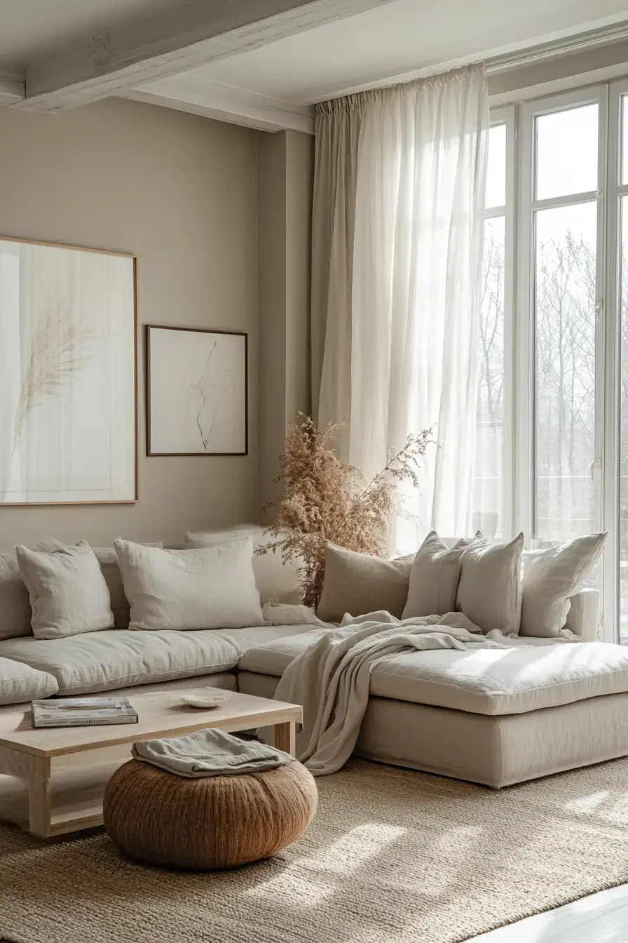 grey and beige living room