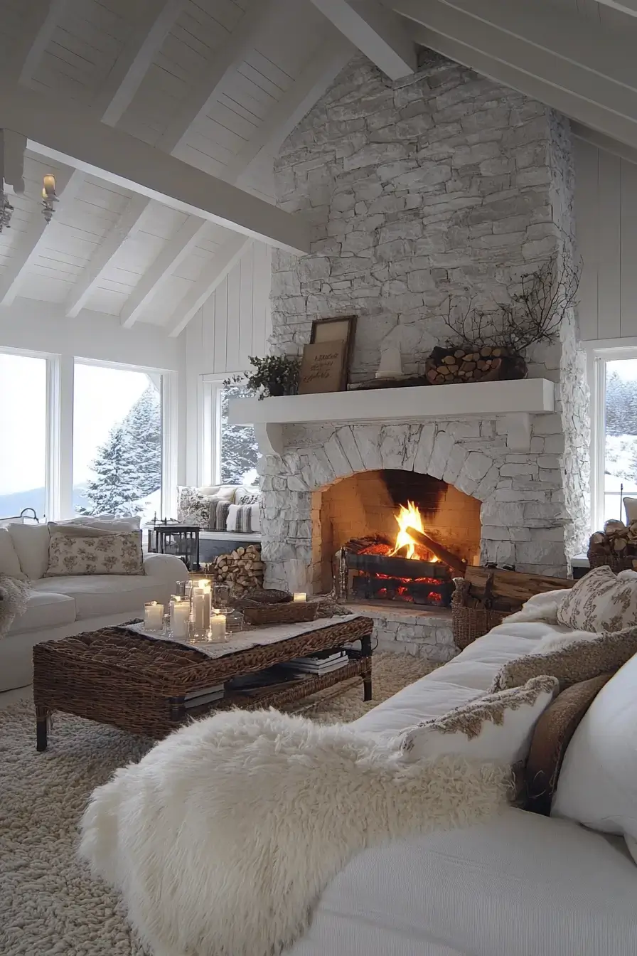 rustic farmhouse fireplace