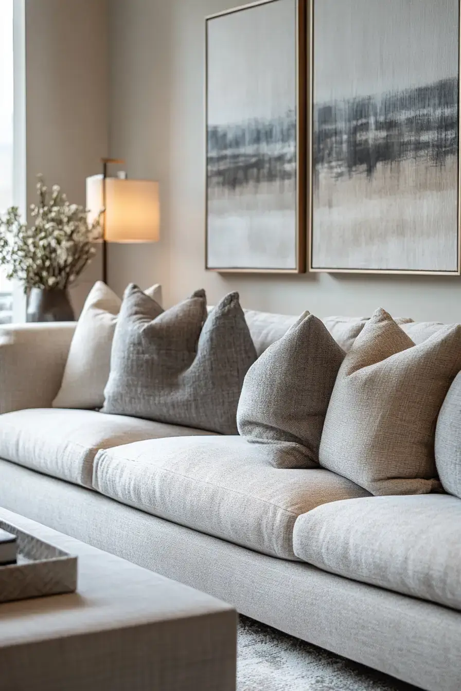 grey and beige living room