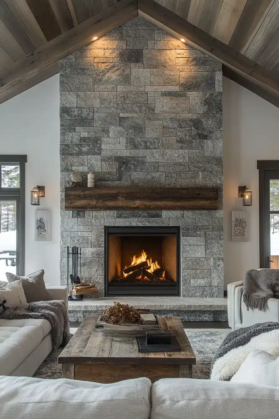 rustic farmhouse fireplace