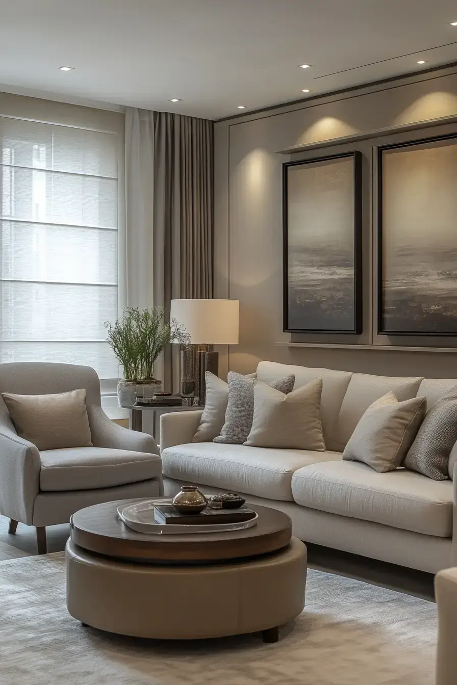 grey and beige living room