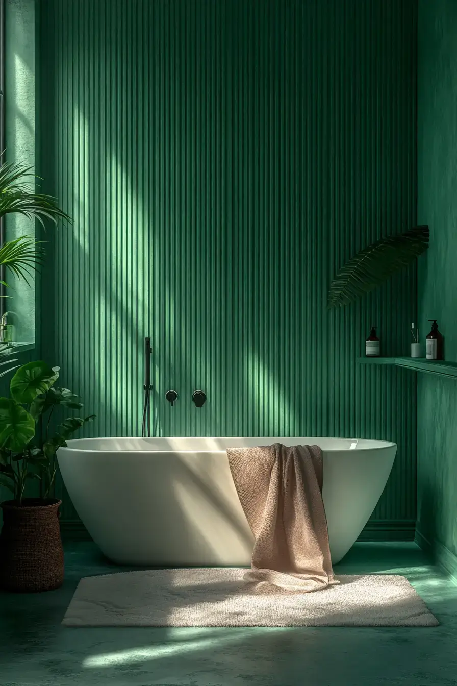 emerald green bathroom