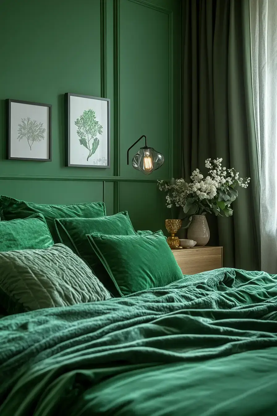 emerald green bedroom