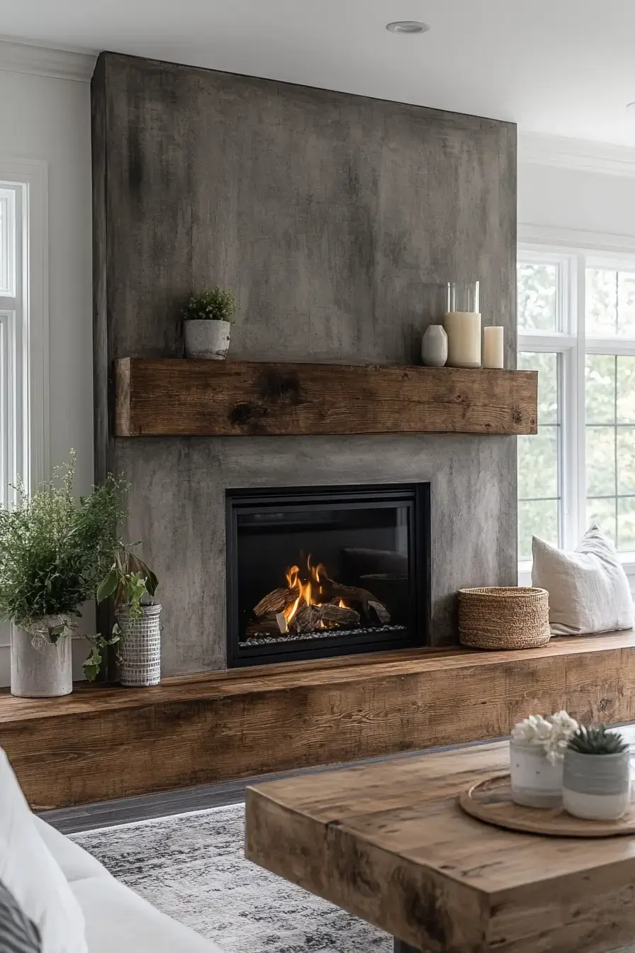 rustic farmhouse fireplace