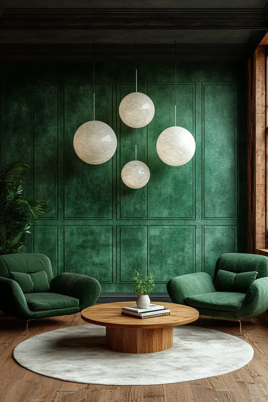 emerald green living room