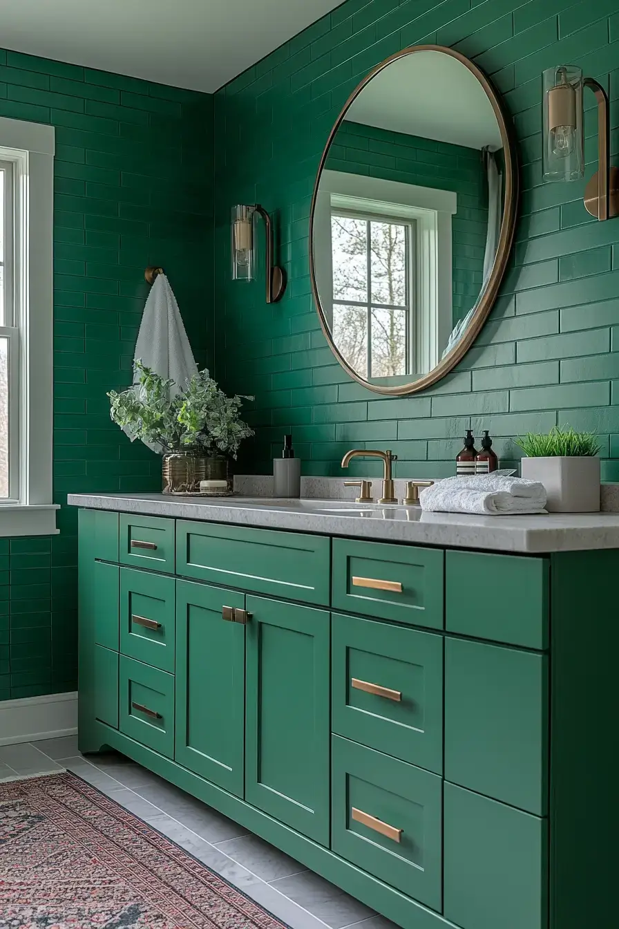 emerald green bathroom