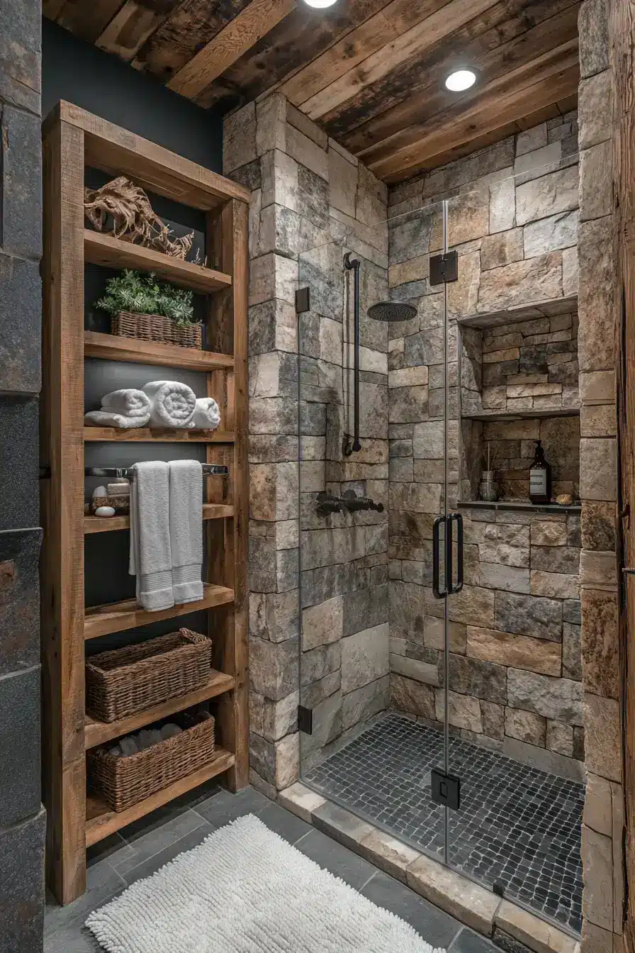 rustic walk in shower ideas