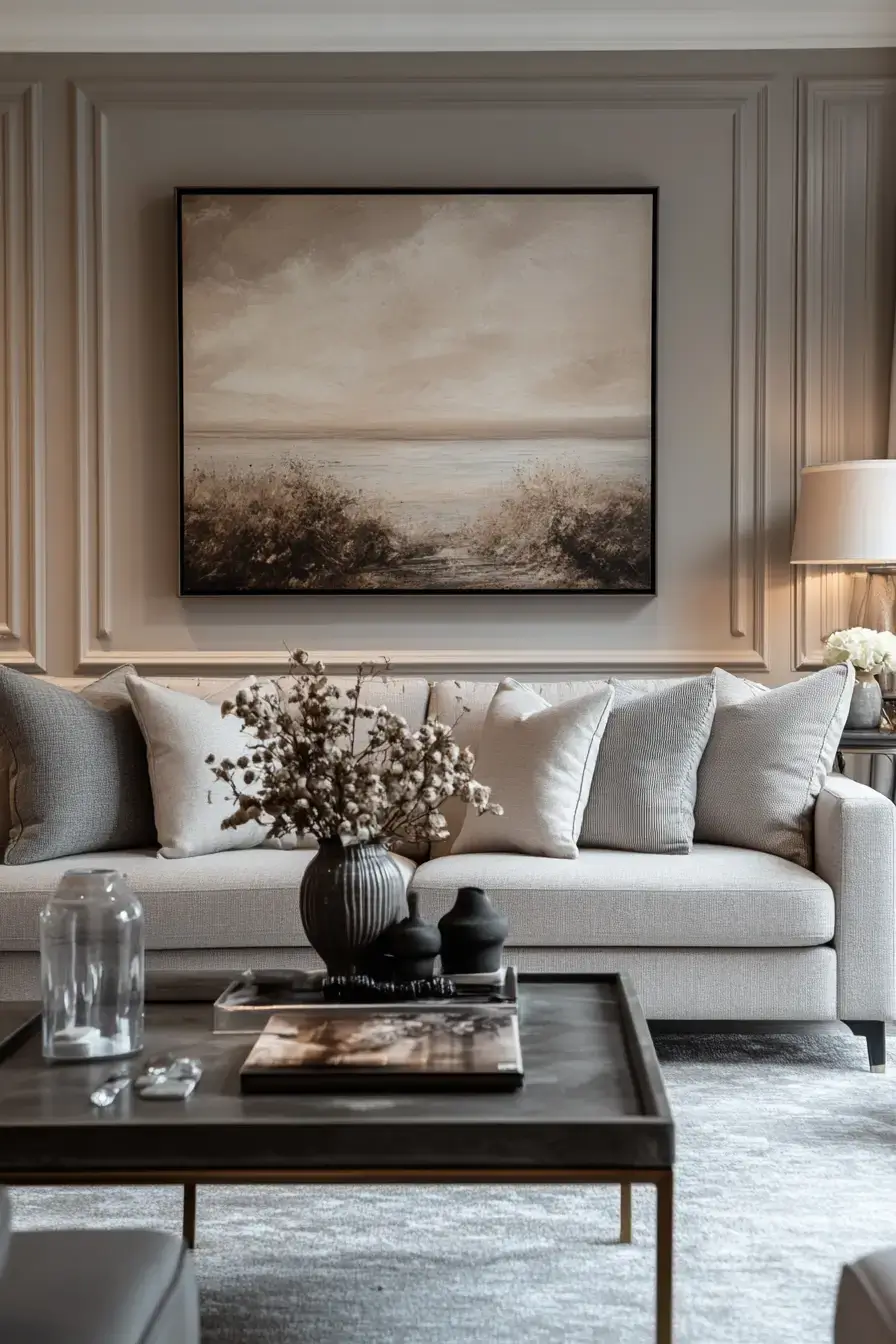 grey and beige living room