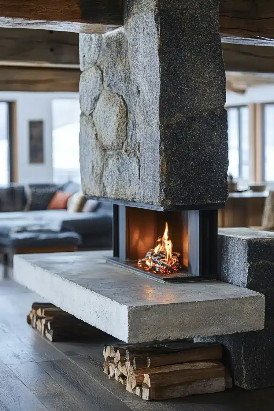 rustic farmhouse fireplace