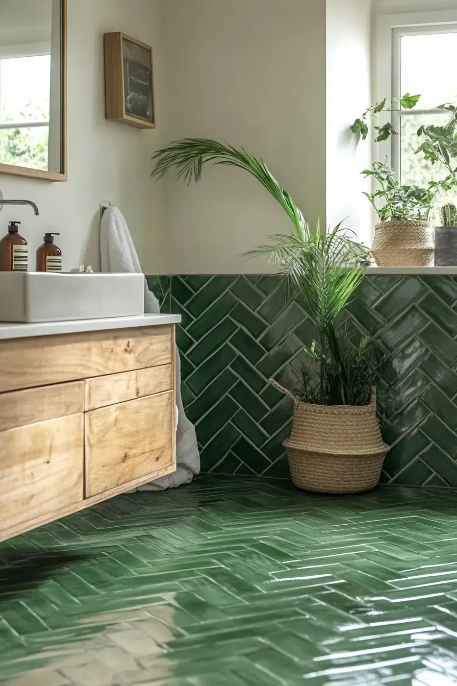 emerald green bathroom