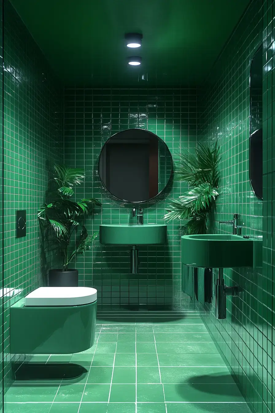 emerald green bathroom