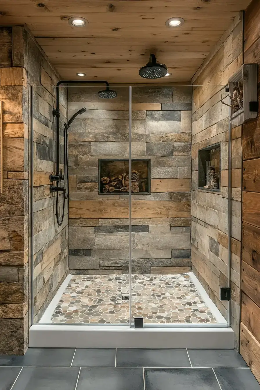 rustic walk in shower ideas