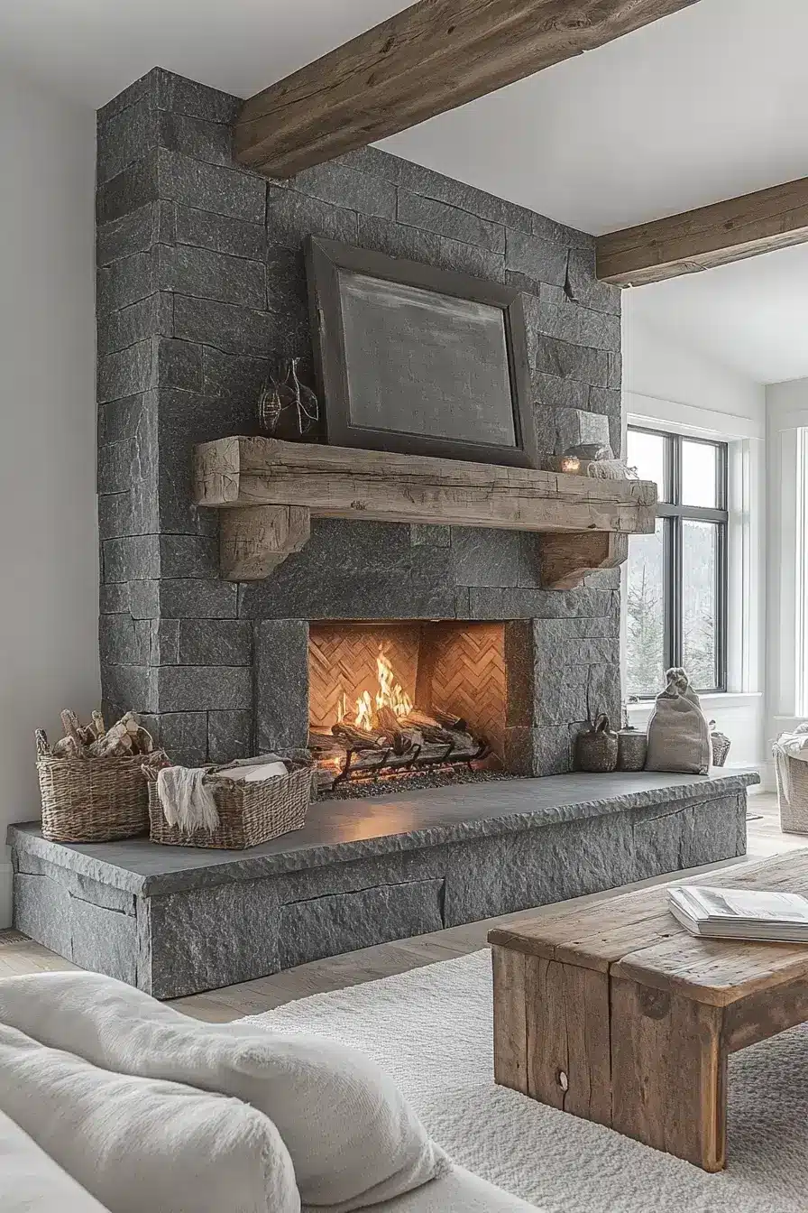 rustic farmhouse fireplace