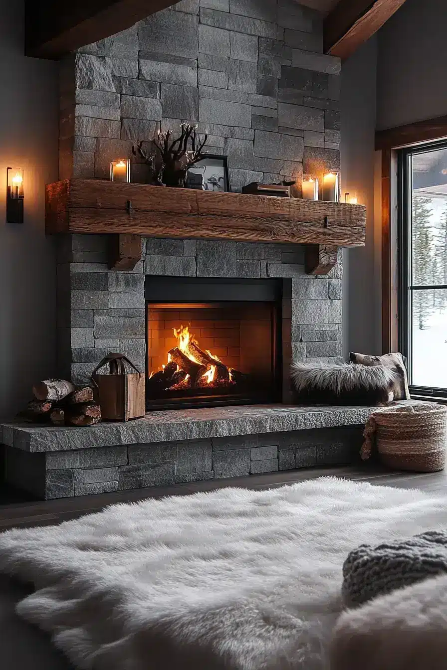 rustic farmhouse fireplace