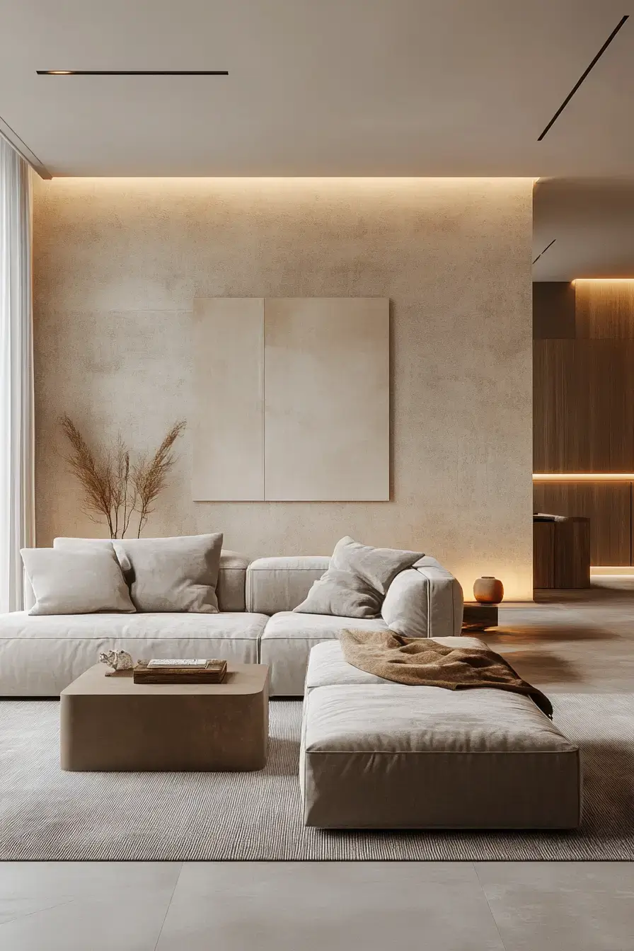 grey and beige living room