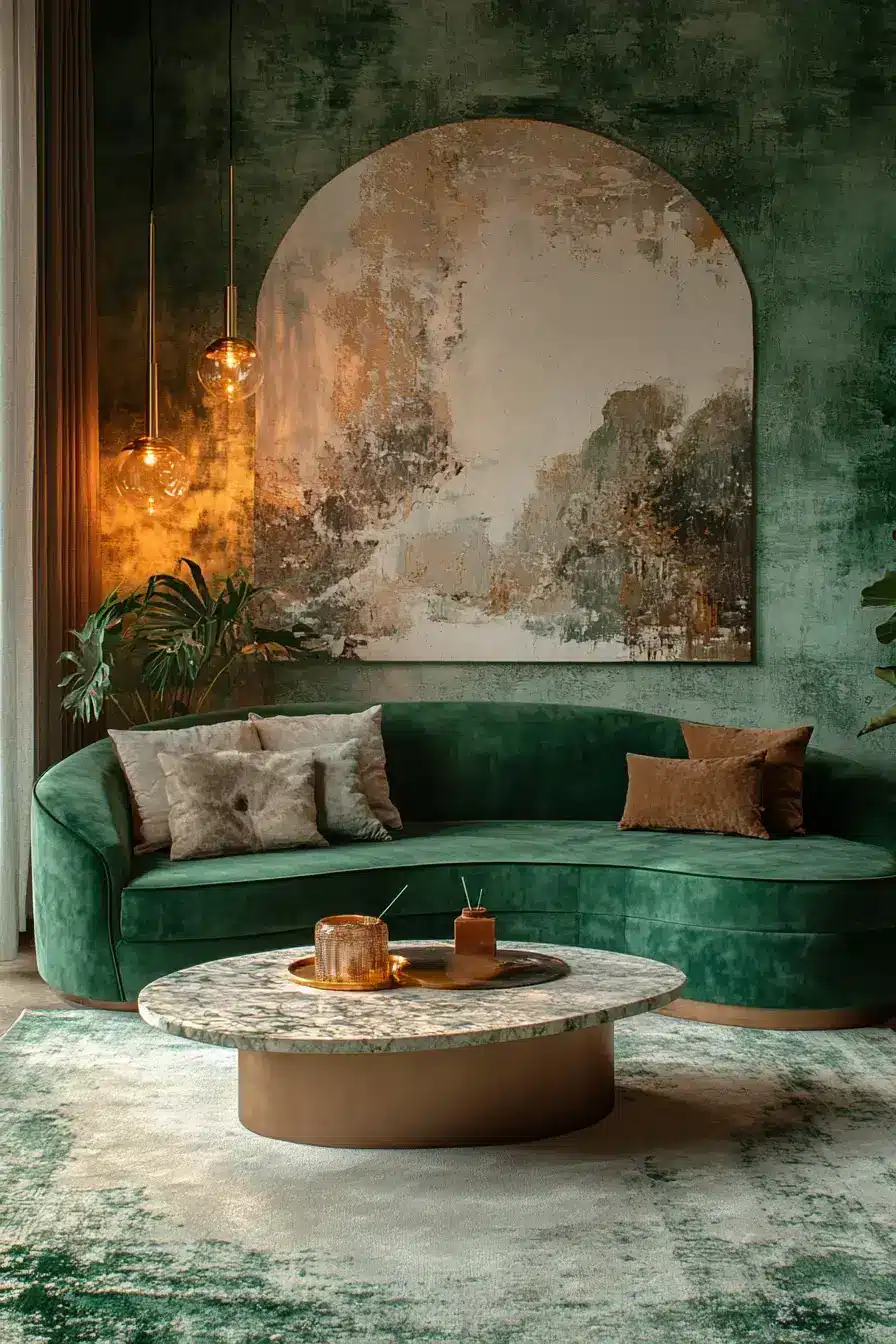 emerald green living room