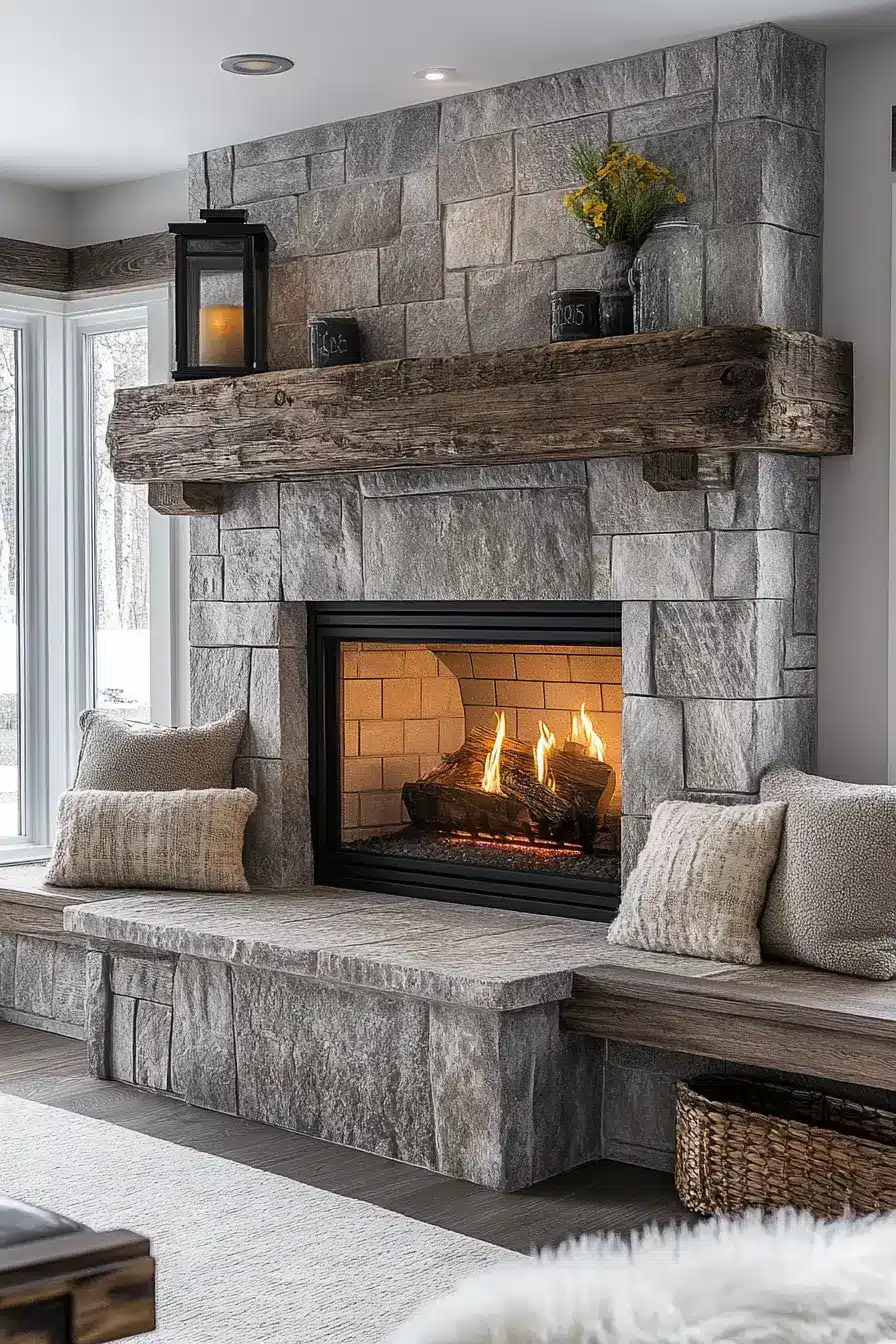 rustic farmhouse fireplace