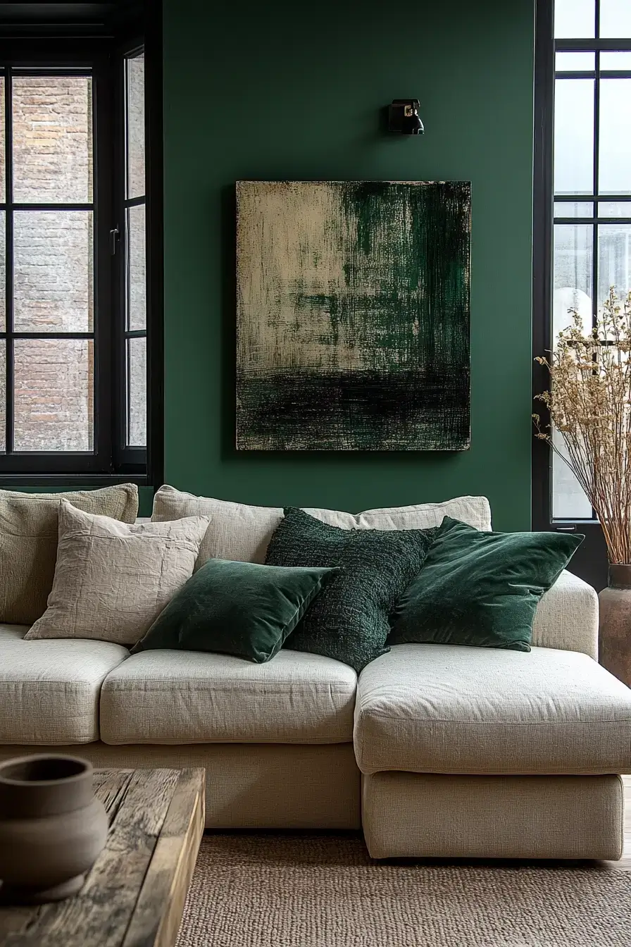 emerald green living room