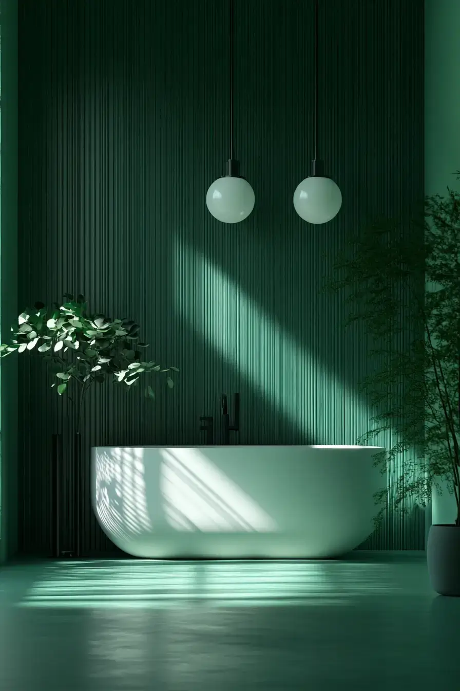 emerald green bathroom